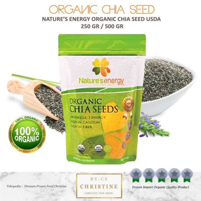 

CHIA SEED WHITE ORGANIC WHITE CHIA SEED USA REPACK 500 GR USDA - BLACK 250