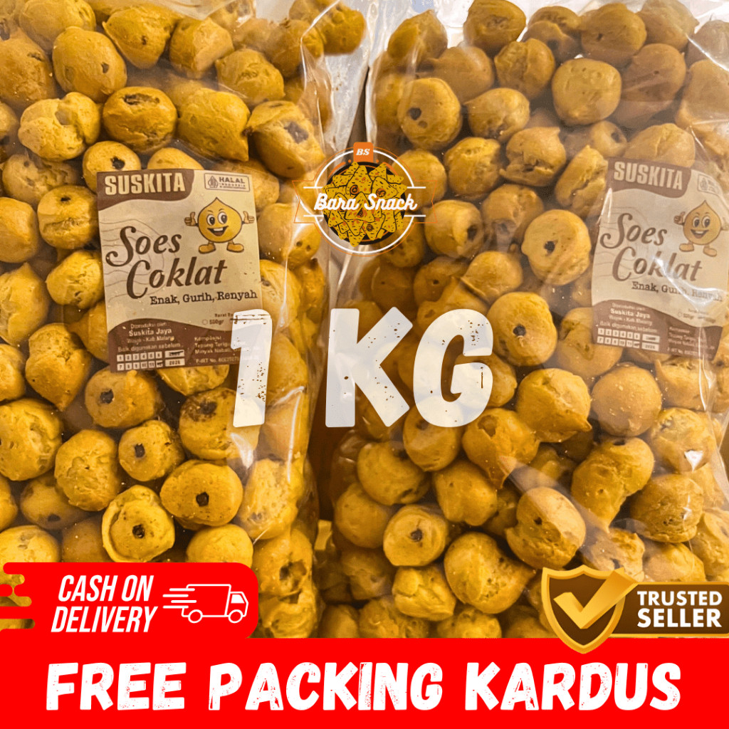 

[ 1KG ] Soes Coklat Super Murah / Sus Kering Coklat Cap Suskita / Camilan Snack Kiloan -K