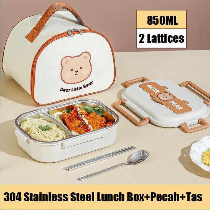 Lunch Box Stainless Anak Import Stainless Lunch Box Makan Anak Sekolah Kotak - A + Tas