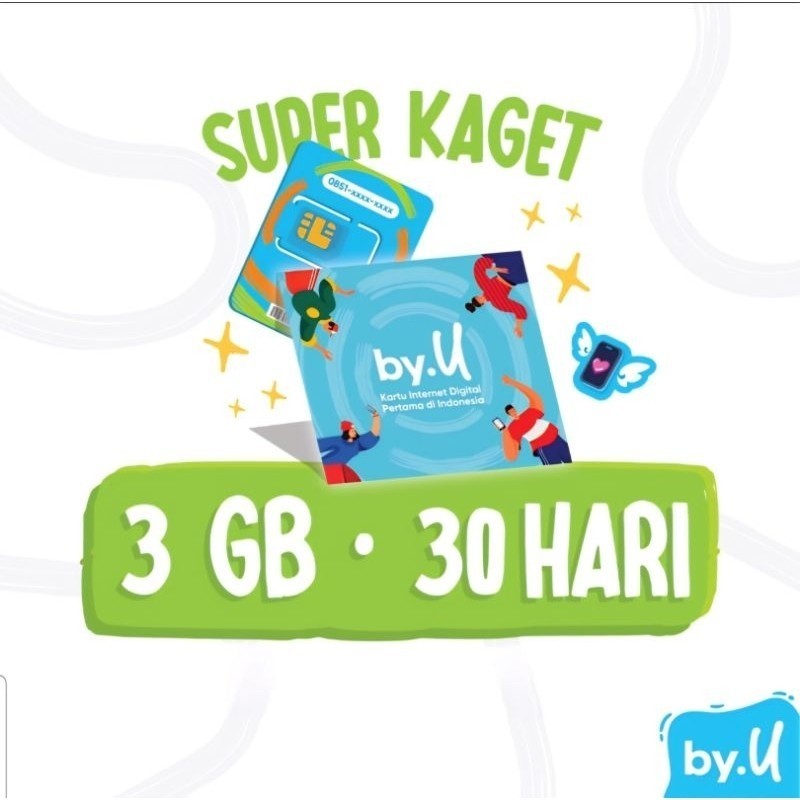 KARTU DATA BY U 3GB BY.U 3GB KUOTA NASIONAL SEGEL