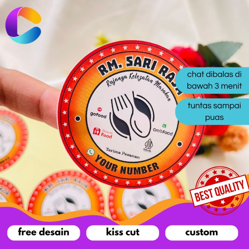 

Cetak INC 2-4 Sticker Warung Nasi Warnas Label Logo Rumah Makan Stiker Restoran Box Dus Free Desain