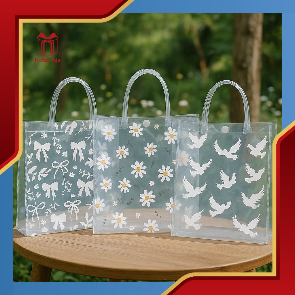 

Tas Mika PVC / Tas Mika PVC Transparan / Tas Bening / Tas Transparan / Tas Hampers I AC07-AC15