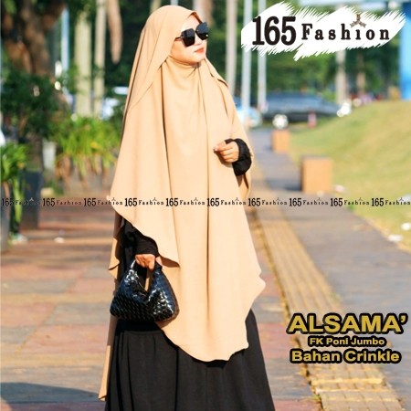 GROHO_SHOP.ID French Khimar Poni Jumbo Crinkle Alsama Syar'i Cadar On Pola by 165fashion