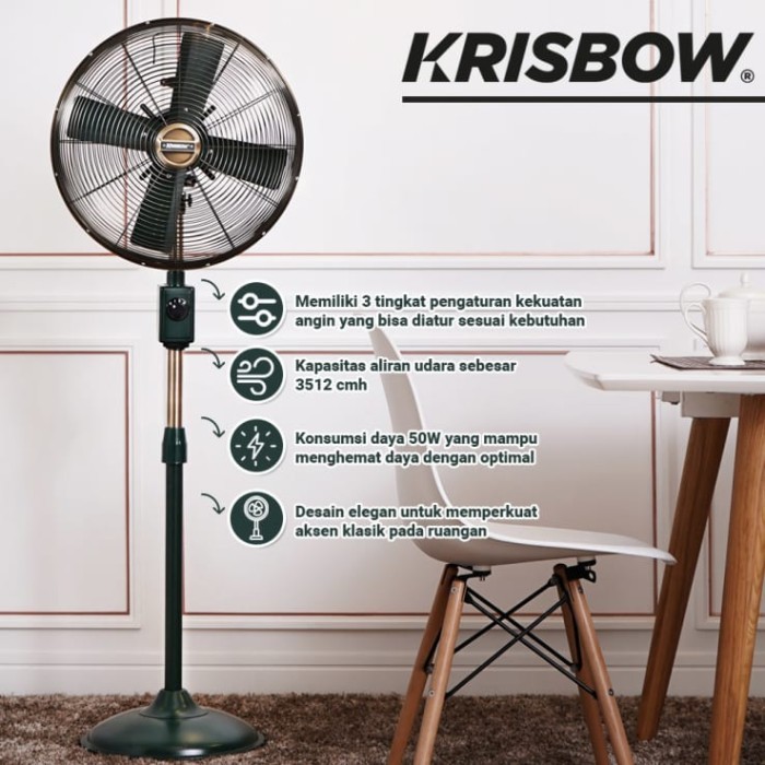 Kipas Angin Berdiri 16 Inch KRISBOW Standing Fan 50 Watt Kipas Lantai