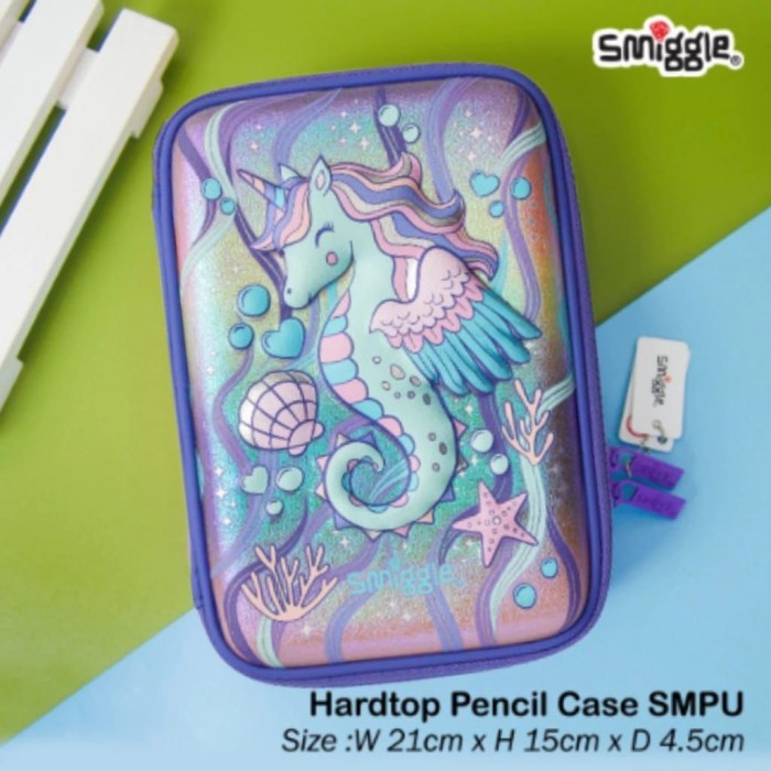 

Smiggle Hard Pencil Case - Kotak Pensil Smiggle - SEAHORSE PURPLE