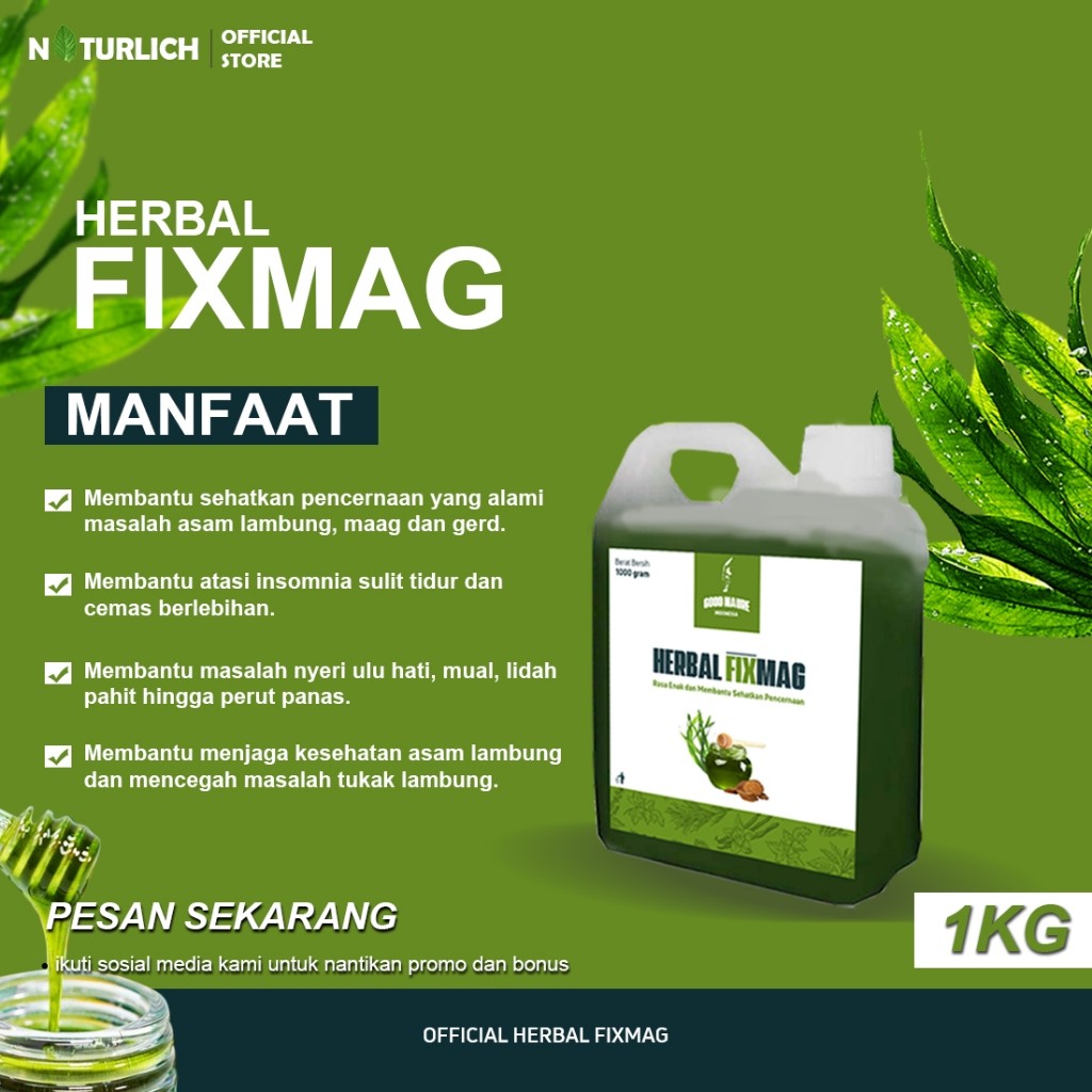 

New Herbal FixMag Asli 1kg | Obat Herbal Hijau Membantu Atasi Sakit Asam Lambung Gerd dan Maag Menahun Best Seller
