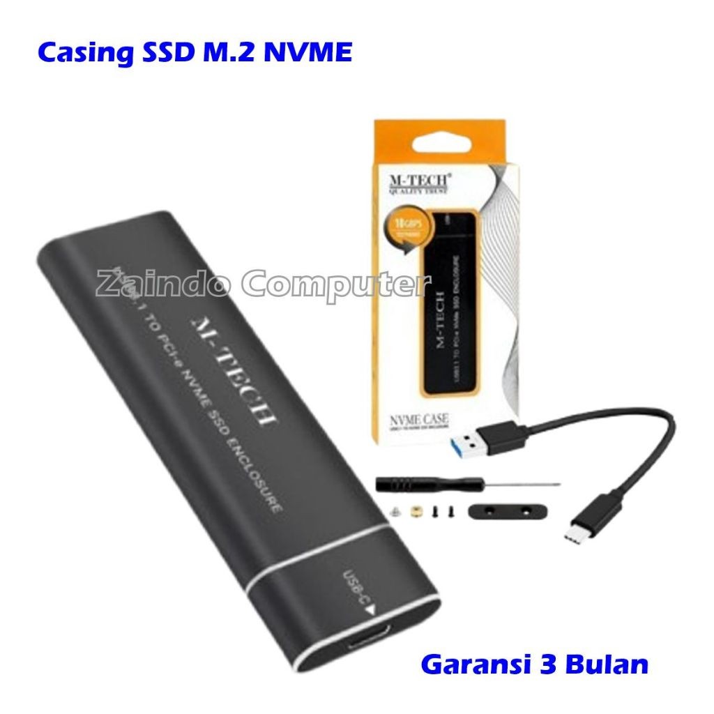 CASE SSD ENCLOSURE CASING SSD M2 NVME M-TECH USB 3.1 TO M.2 NVME M-TECH CASING SSD M.2 NVME USB3.1 E