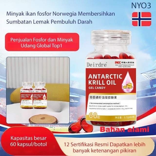 Ay00 60 Kapsu Antarctic Krill Oil/Minyak Ikan Krill Norwegia/Antarctic Krill Oil Natural