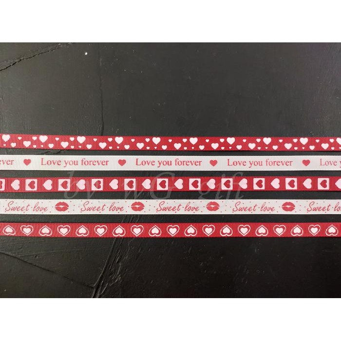 

Pita Grossgrain Tema Valentine; Lebar 1 cm; Mix Motif