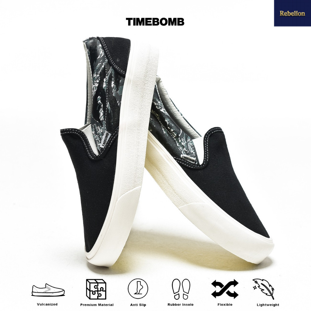 SEPATU TIMEBOMB VULCANIZED | SLIP ON TIGER CAMO GREY