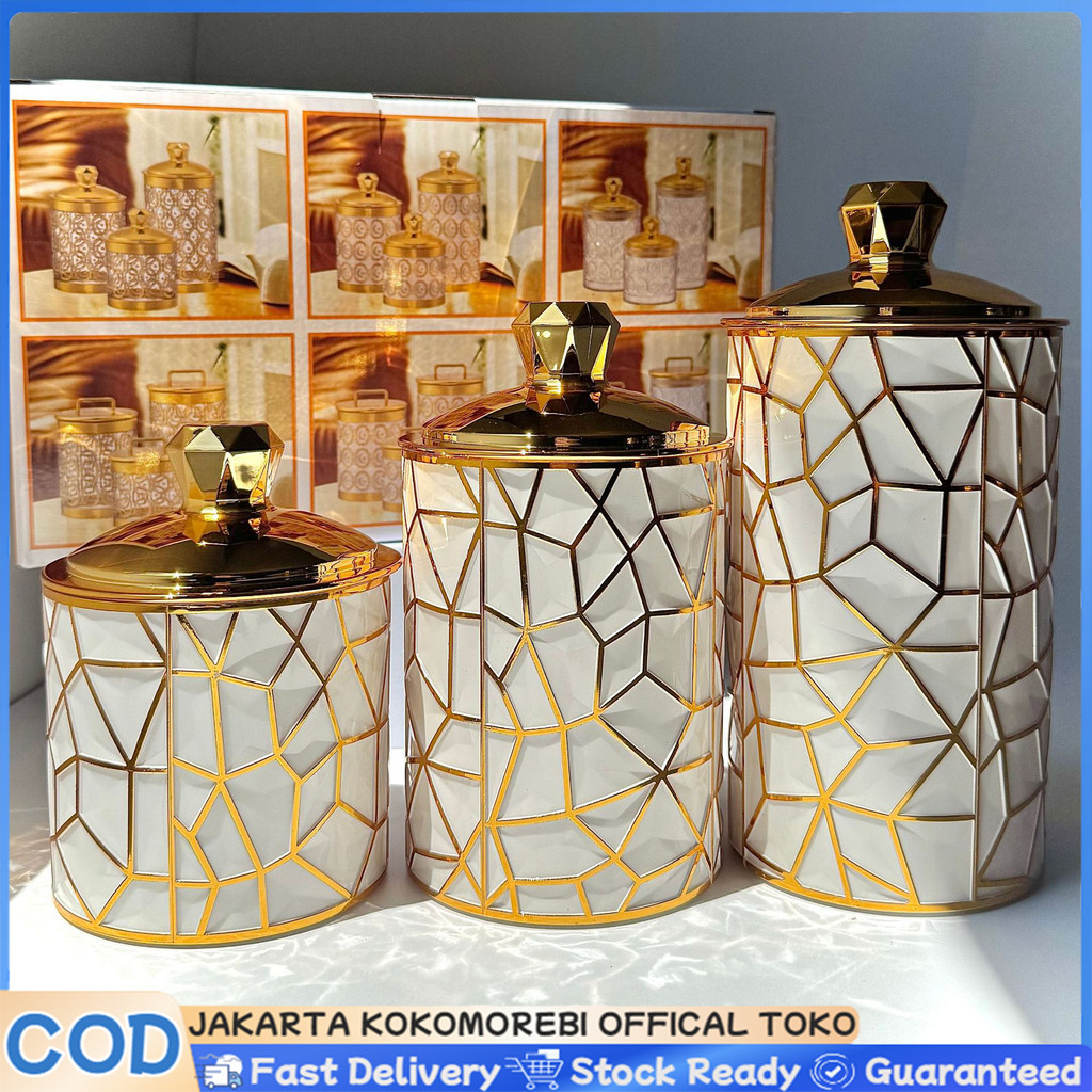 Toples Mewah Aesthetic Toples Snack Emas / Toples Aklirik Kedap Udara Emas / Akrilik Kedap Udara Tan