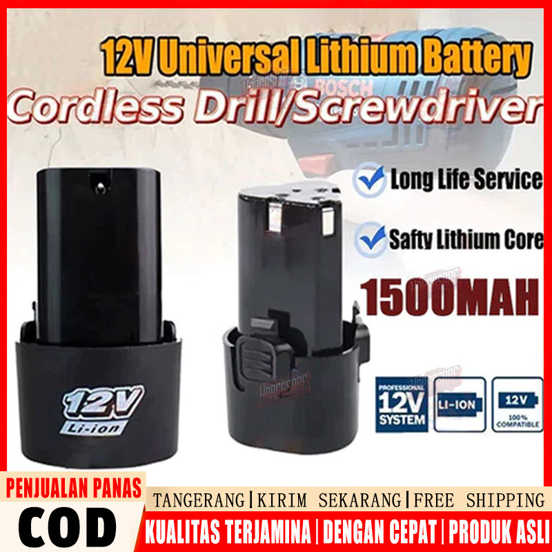 Baterai 12v Cordless Battery Batre Untuk Bor 12v Paket 1Pcs Baterai 12v + Charger Batrai Bor Cordles