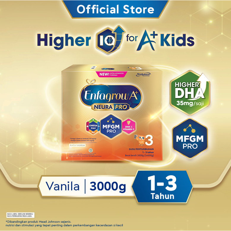 

Enfagrow A+ 3 Susu Formula Anak 1 - 3 Tahun Vanila 3000 gr