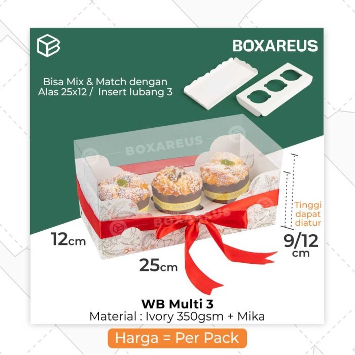 

76_cm Box Mika Natal Dus Cupcake isi 3 Christmas Bolu Gulung | WB Multi 3 - +ALAS AA2512