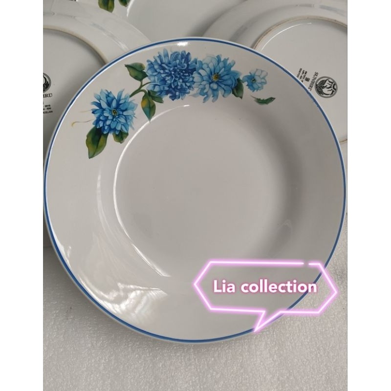 PIRING MAKAN KERAMIK MOTIF BUNGA BIRU isi 6pcs