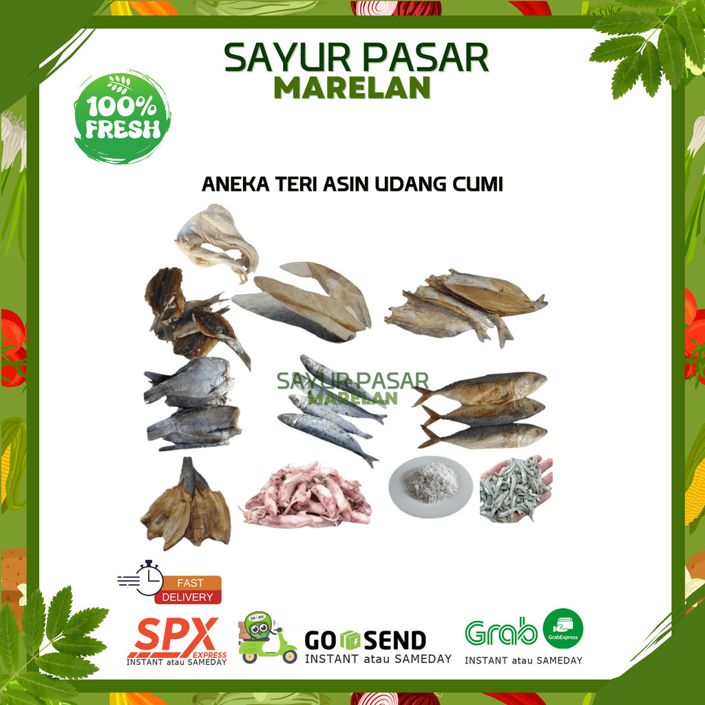 

ANEKA IKAN TERI KERING Teri kacang / jengki belah - Cumi asin - Udang rebon - lidah tawar - lidah asin - udang manis udang merah - teri medan kecil - teri medan sedang - ikan asin gulamo asin selar - ikan asin cincaru - ogak pena / layang - 100gr