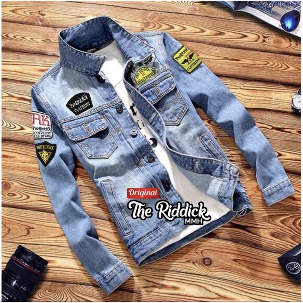 jaket jeans pria sanghai tempel bulu / jaket denim pria / jaket kasual pria / jaket cowo