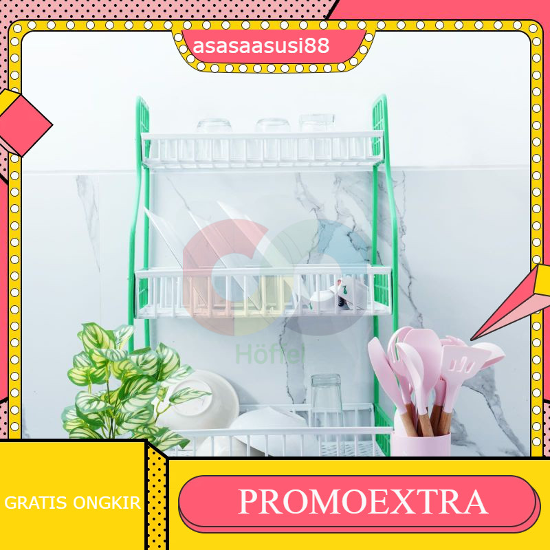 Rak Piring Plastik Susun 3 Warna Cantik Deluxe - Rak Dapur Serbaguna / Rak Wastafel / Rak Termurah