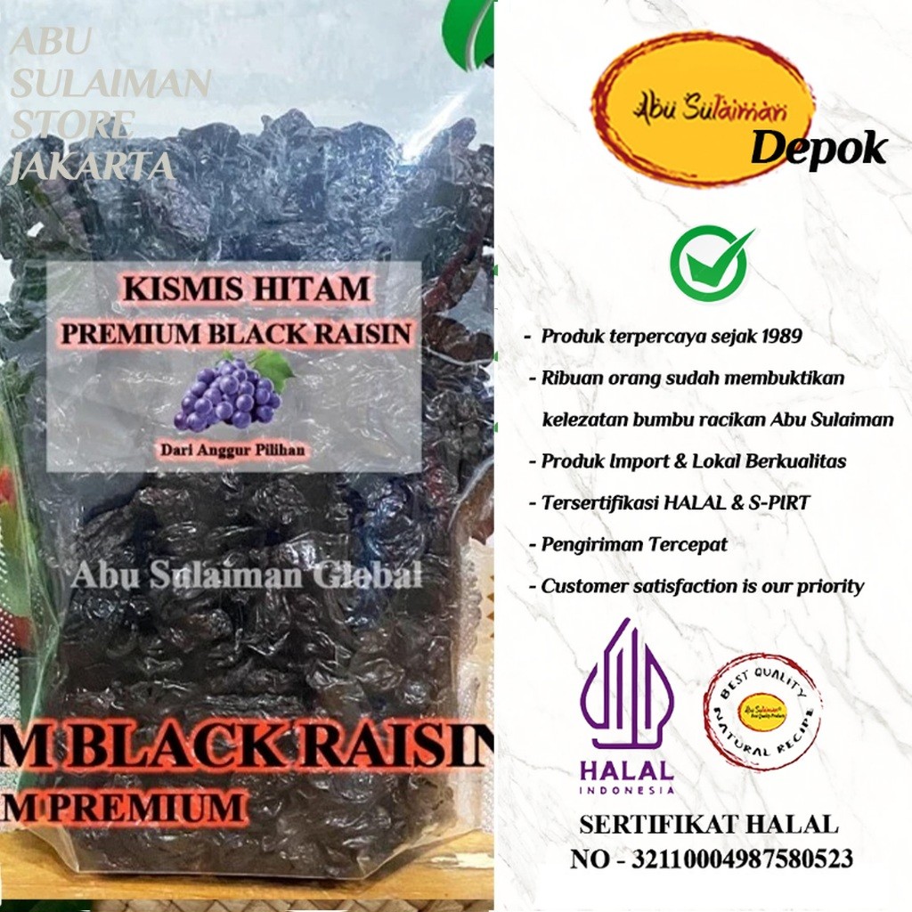 

KISMIS HITAM 1 KG / DARK RAISINS 1 KG / BLACK BROWN RAISINS 1 KG / KISMIS 1 KG Abu Sulaiman Store Depok