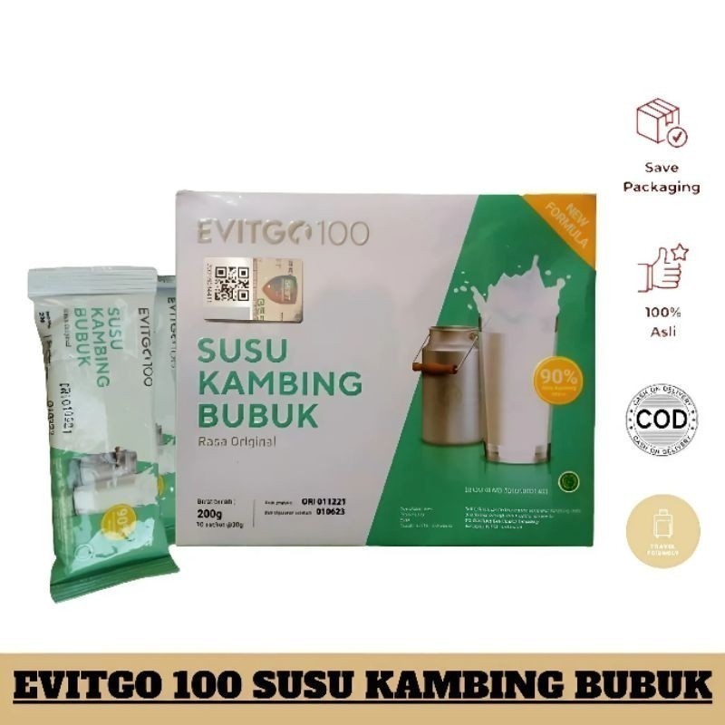 

Evitgo 100 susu kambing 100% original bpom 1 box isi 10 sachet