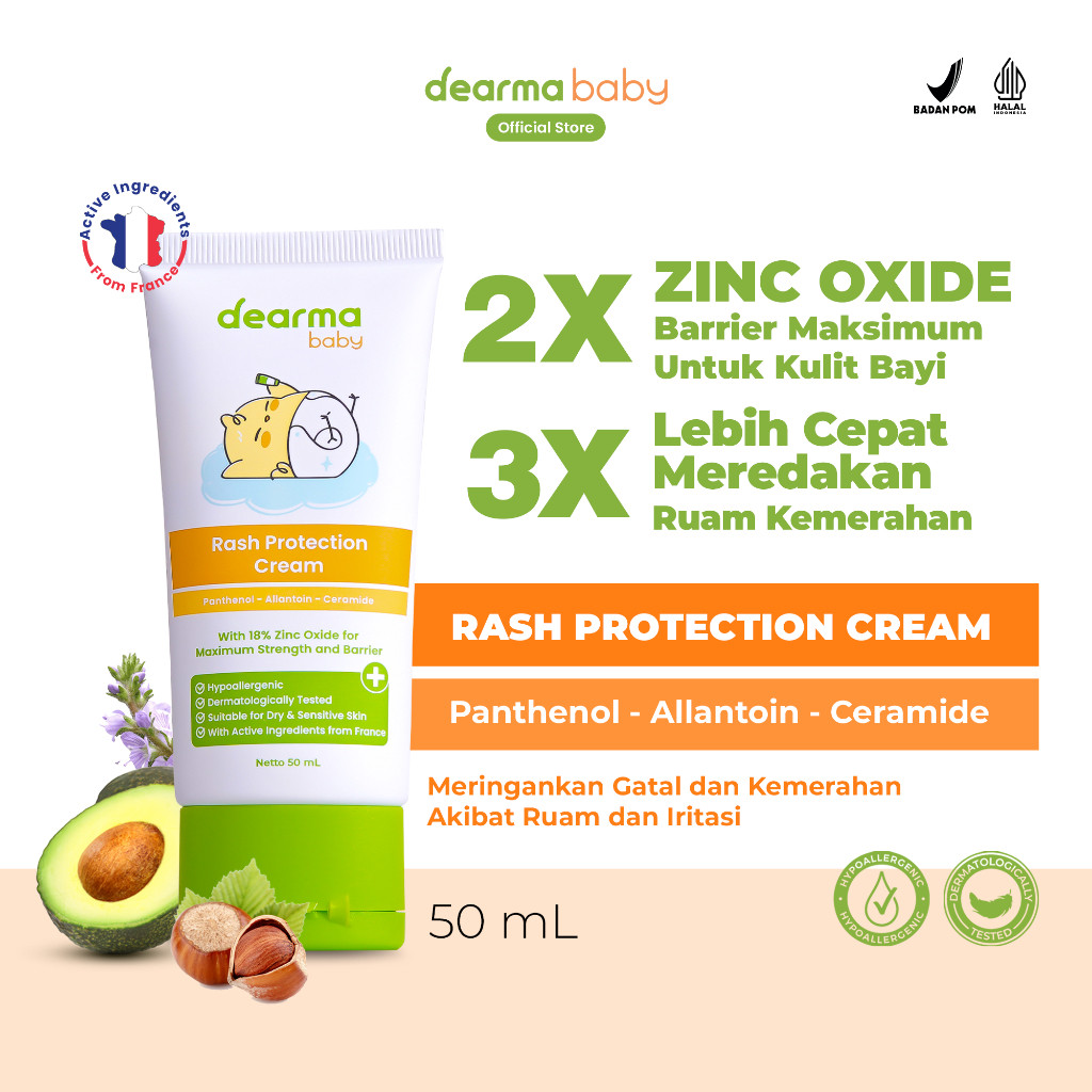 Baby Rash Protection Cream (Redakan Ruam Popok, Ruam Susu, Biang Keringat, Biduran) | 18% Zinc Oxide