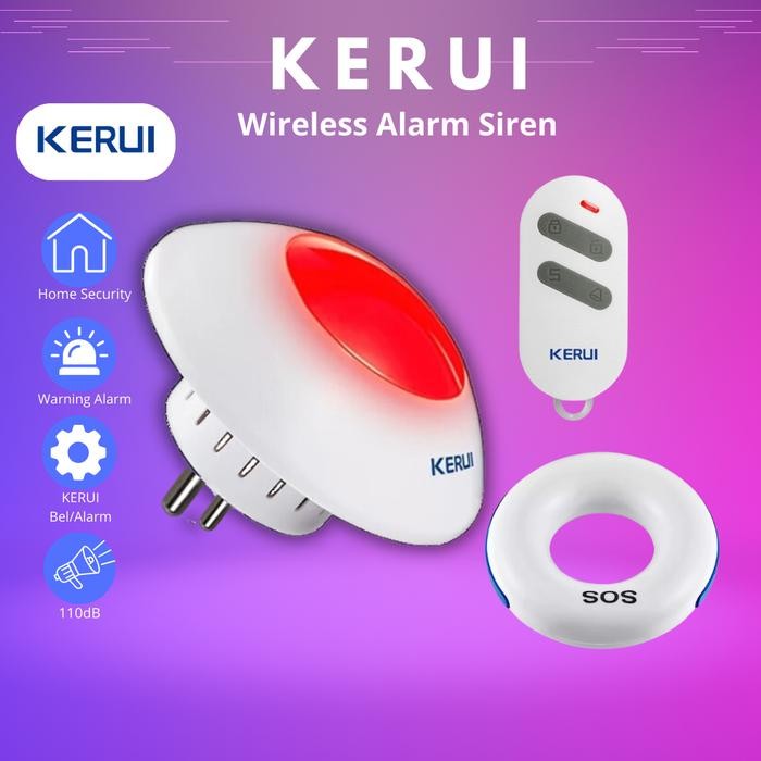 KERUI Alarm Rumah Strobe Sirine J009 Wireless Indoor Alarm Tombol SOS Waterproof sirine luar Set