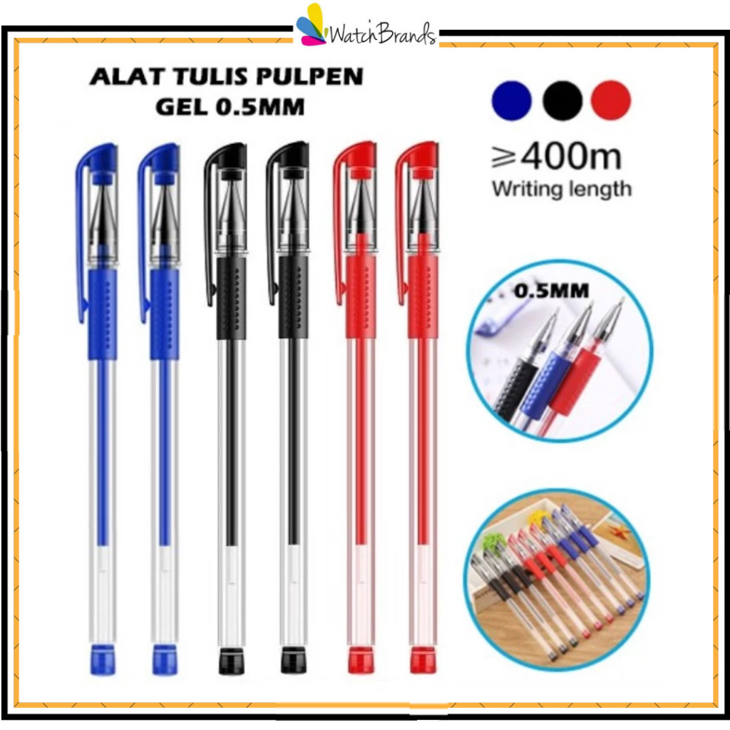 

WTB Pulpen Gel Ink 0.5Mm Alat Tulis Kantor Sekolah Pena Pen Tinta Cair Standart Warna Merah Hitam Biru SS006