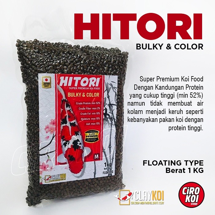 HITORI BULKY & COLOR / Koi Cepat Bulky / Koi Food Size M / Hitori Koi Makanan ikan Koi / TINGGI PROT