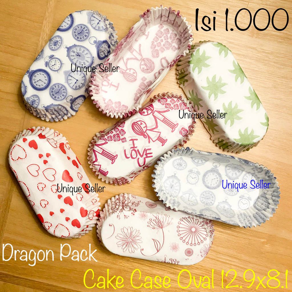 [Isi1000] Kertas Alas Risol Risoles Oval 13x8 FLORAL DRAGON PACK / Paper Cake Case Oval Medium Motif