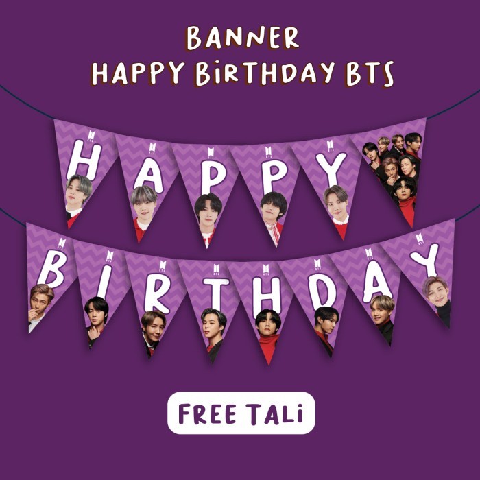 PROMO BEST_[besty_mart3] BANNER HAPPY BIRTHDAY BTS DEKORASI ULANG TAHUN TOPPER CAKE HIASAN KUE - BAN