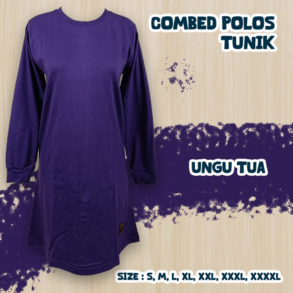Sabeen_Officeware S-XXXL Kaos Polos Tunik Muslimah Ungu Tua/Seragam Olahraga/Outbond/