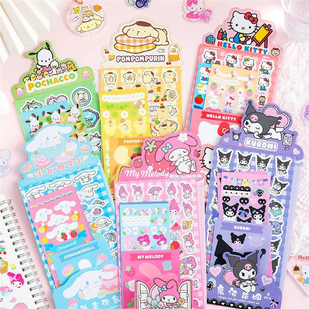 

Kawaii Sanrio Sticker DIY Hand Account Diary Decorative Kitty Kuromi Funny Cartoon Kids Girls Christmas Birthday Gift Reward Toy