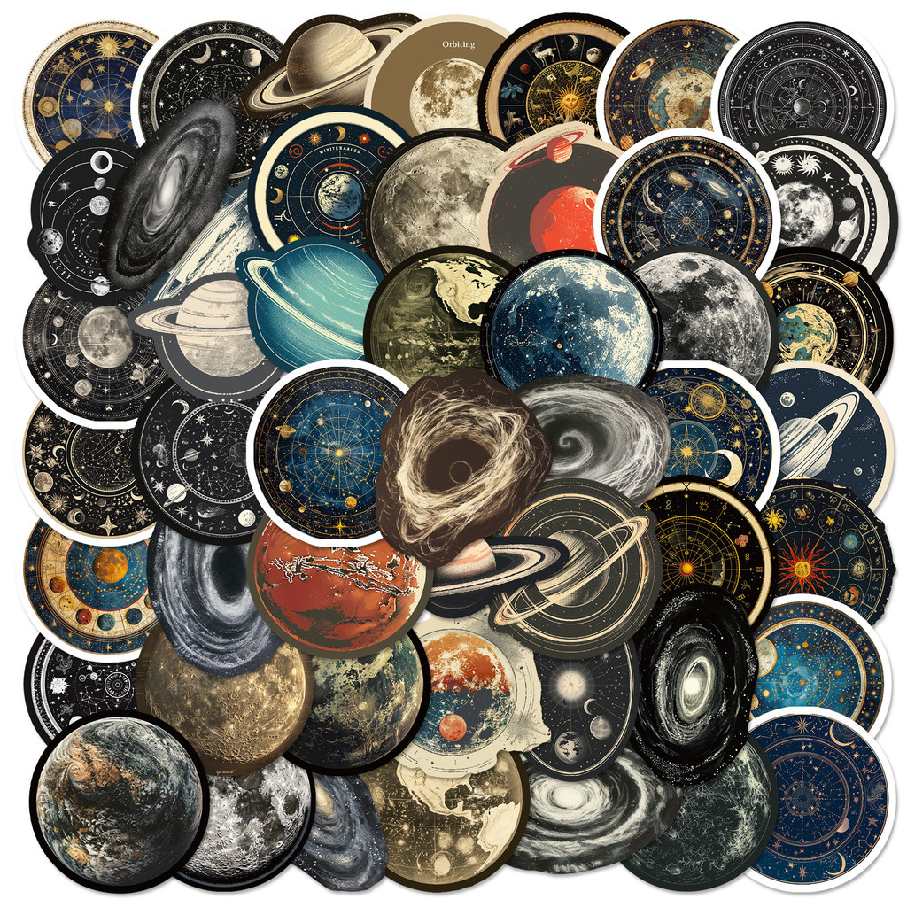 

50pcs Space Station Universe Starry Sky Cartoon Graffiti Stickers DIY Phone Laptop Notebook Suitcase Waterproof Sticker Kids Toy