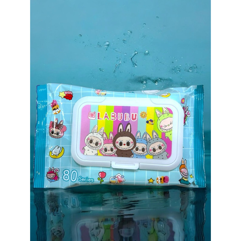 paket 4 bungkus Tissue basah labubu paket 4 bks tisue basah mini isi 80’set tisu basah kecil lap bas
