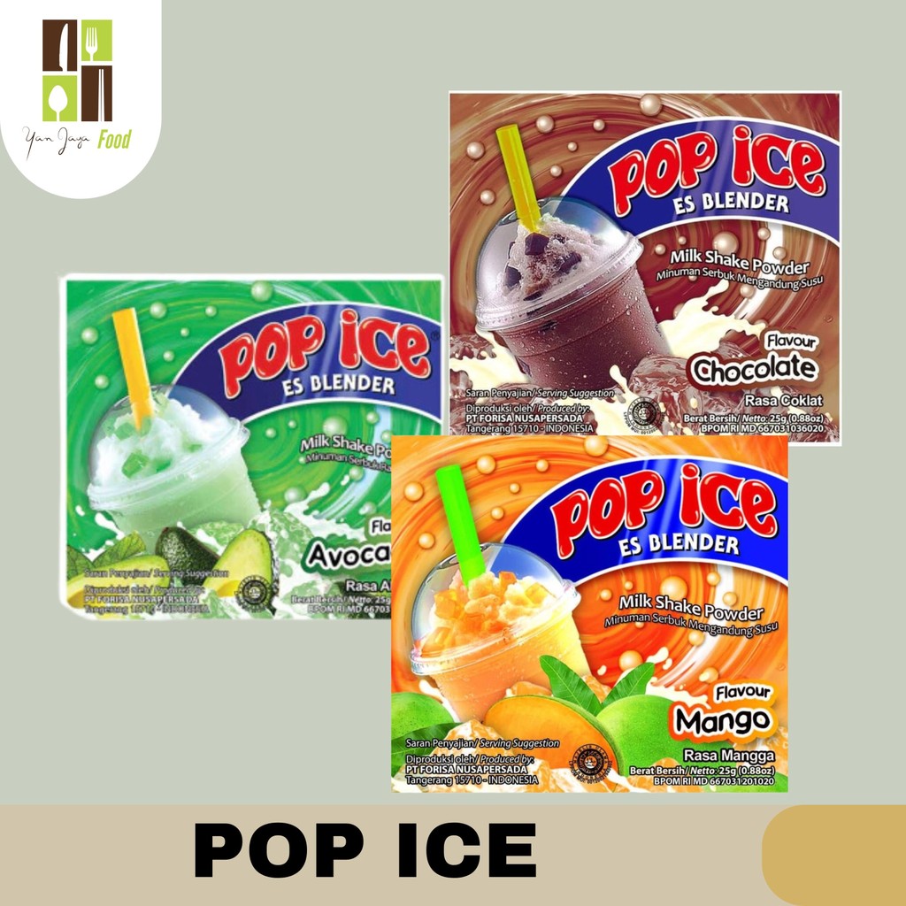 

Pop ICe / Minuman Serbuk / Minuman Kemasn Rasa Avocado / Chocolate / Mango 25gr / 1Rcg 10 pcs