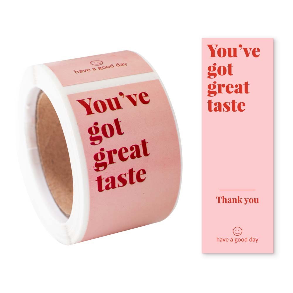 

100pcs/roll Pink You've Got Great Taste Stickers for Small Buisness Package Thank You Sticker Decals for Baking Gift Retail Bag