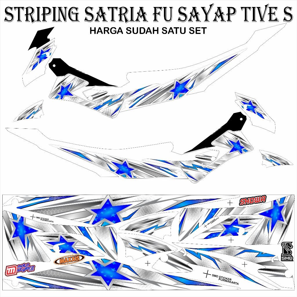STRIPING VARIASI STICKER SATRIA FU SAYAP TIVE S MOTIF BINTANG