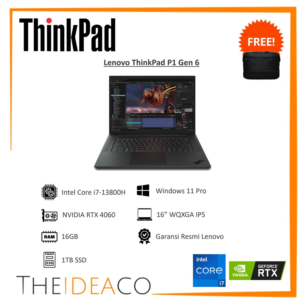 Lenovo ThinkPad WorkStation P1 Gen 6 i7-13800H RTX 4060 8GB 16GB 1TB SSD 16" WQXGA W11P W3Y