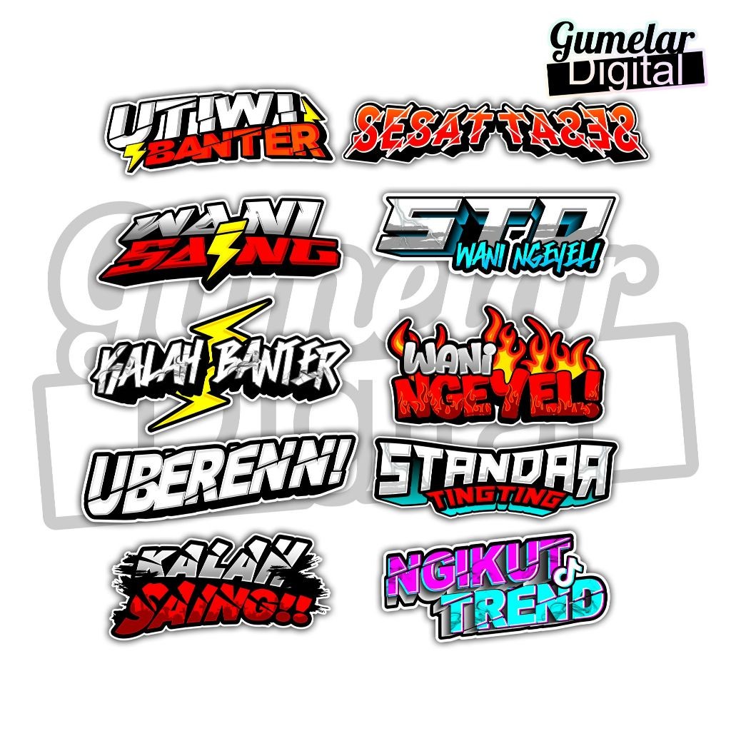 

STIKER PACK ISI 10PCS WANI SAING UBERENN STD STANDAR TINGTING