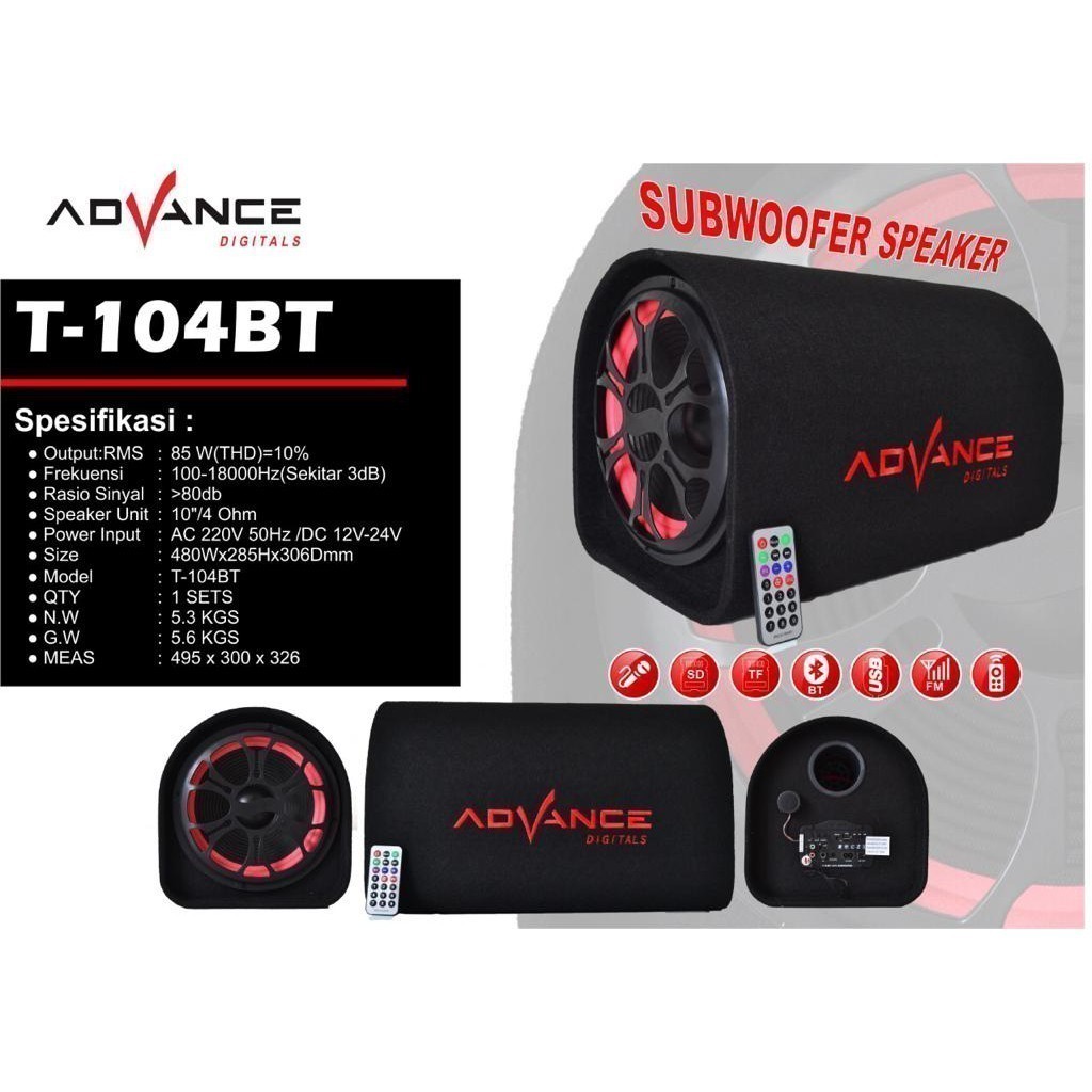 Speaker tabung Advance T104 BT/T104BT PRO 10 inch/Speaker T104BT Pro+MIC Advance