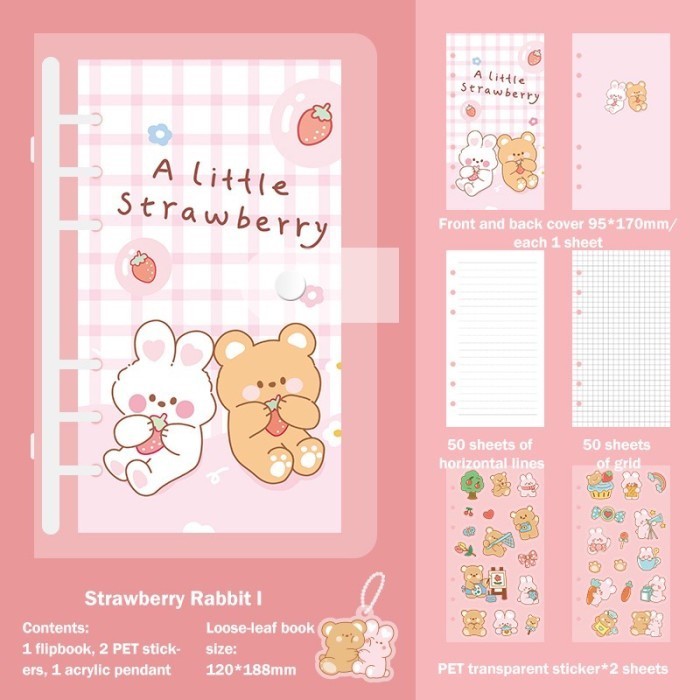 

Ring Binder Transparan Set Journalling Kit Journal Binder 6 Ring Cute - PINK
