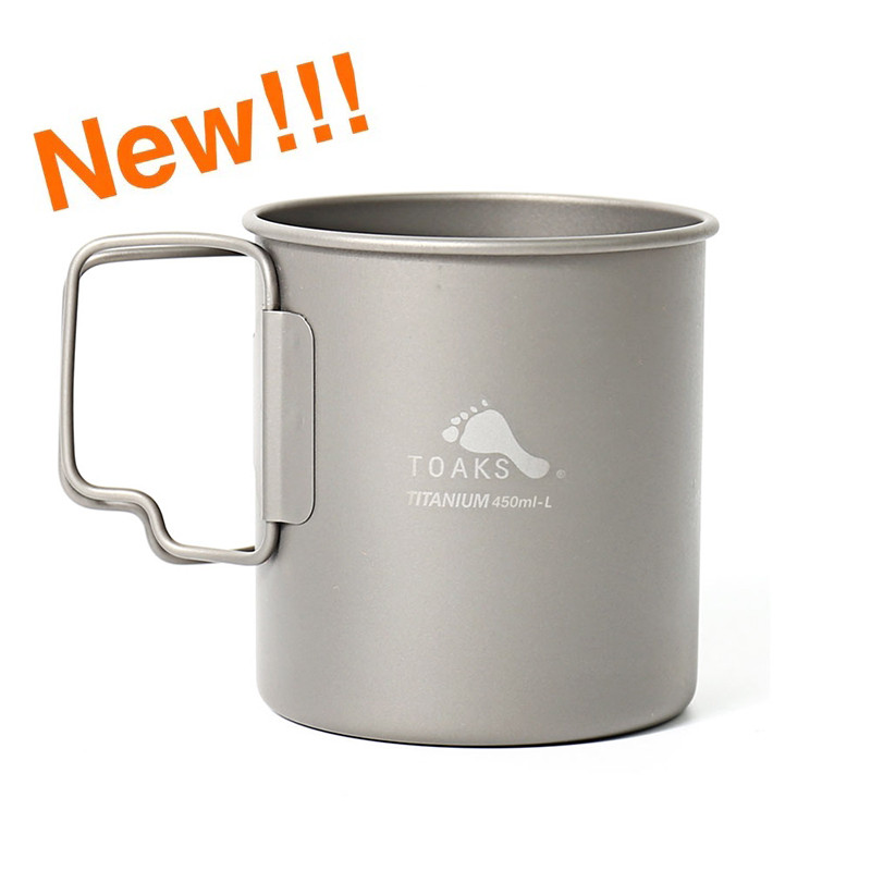TOAKS  Titanium 450ml Cup Ultralight Version Outdoor Camping Equipment Portable Cup Mug Foldable Han
