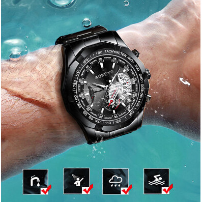 Jam Tangan Pria Anti Air S001 Jam Tangan Cowok Keren Luxury Snless Steel（Free BOX+Kartu） Jam Tangan 