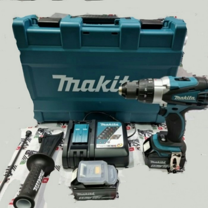 Mesin Bor Besi Tembok Makita Cordless 13mm 18V DHP 458 RTE