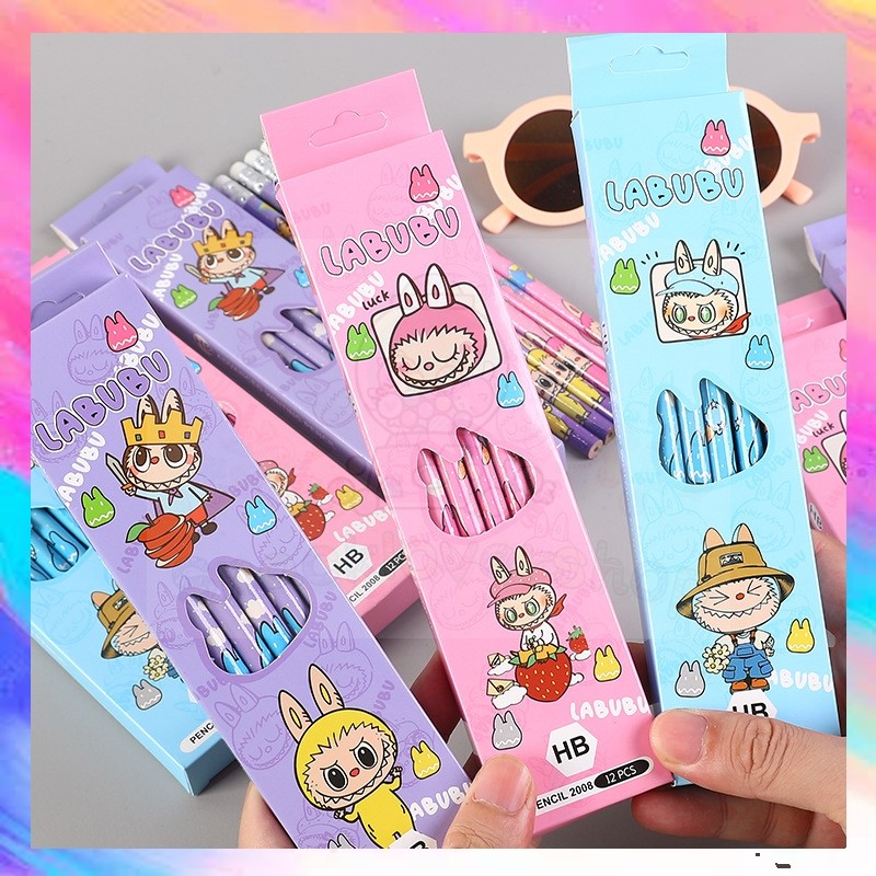 

(12 pcs) Pensil HB Karakter / Pencil Kayu HB Fancy Kartun Labubu Lucu - SL0492