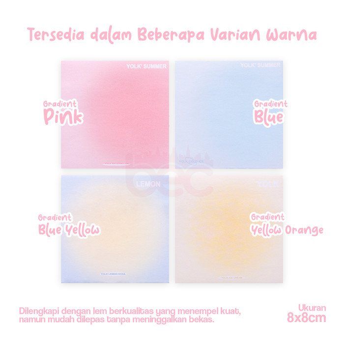 

[BEC] Sticky Notes Gradasi Warna Aesthetic Lucu Polos 50 Lembar | Memo Tempel Gradasi Warna-Warni 50 Lembar | Tempelan Kertas Catatan Memo - Biru