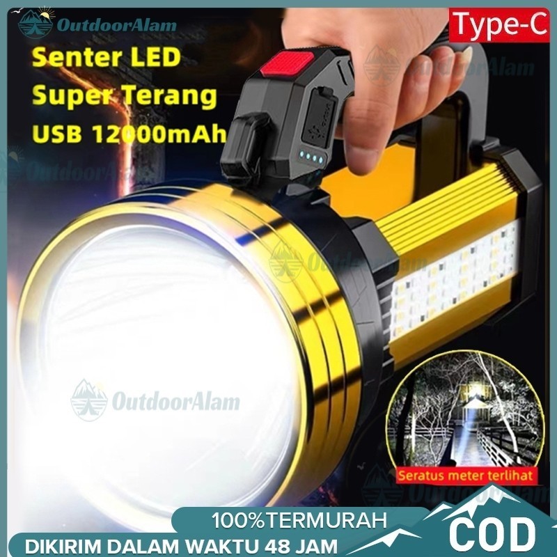 Senter LED Super Terang / 1200MAH / Senter Camping Jumbo Multifungsi / Senter LED Super Terang Tahan