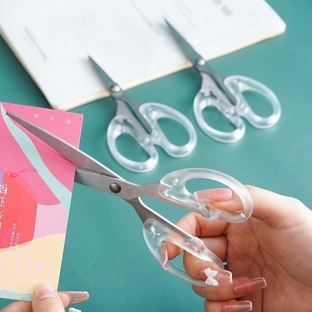 

Gunting Kantor Sekolah Scissor Rumah Dapur Stainless Handle Putih Transparan Kuat Tajam Awet Serbaguna