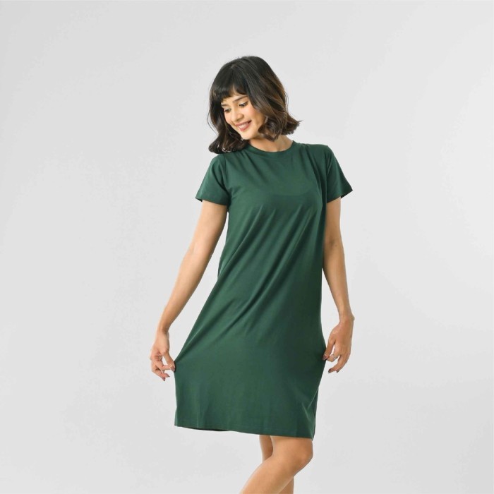 Lemone Daster Kaos Polos - Dress Wanita Polos Jumbo - Polos Navy, M