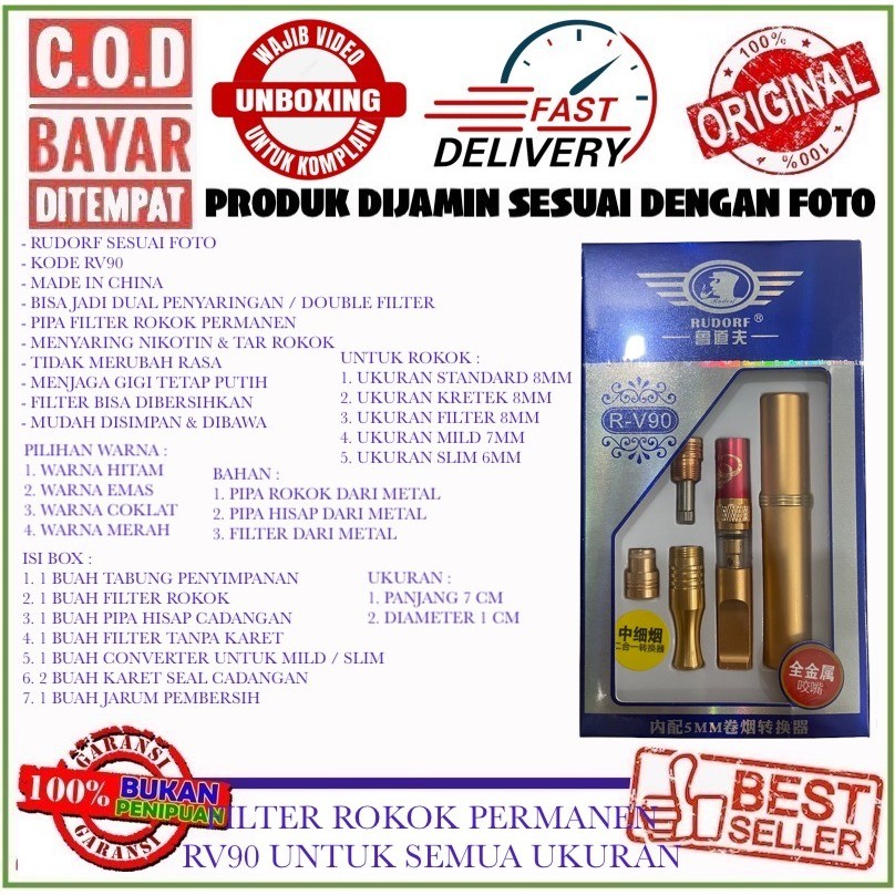 PIPA DUAL FILTER DOUBLE SARINGAN ASAP PERMANEN RUDORF RV90 SEMUA UKURAN BISA